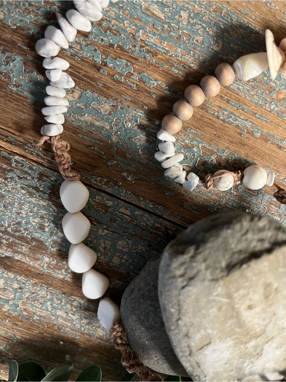 Handcrafted Neutral Multi-Strand Beaded Beach Necklace - White/Cream - Picture 3 of 7